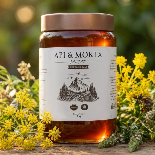 Api&Mokta Kestane Balı  1 Kg – Yoğun Aromalı, Katkısız Şavşat Balı